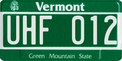 VT license plate UHF012