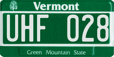 VT license plate UHF028