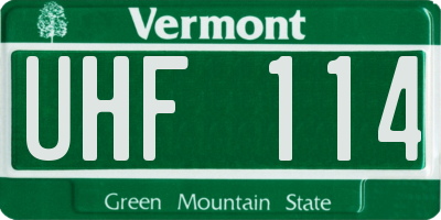 VT license plate UHF114