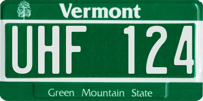 VT license plate UHF124