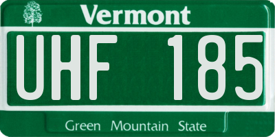 VT license plate UHF185