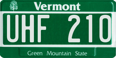 VT license plate UHF210