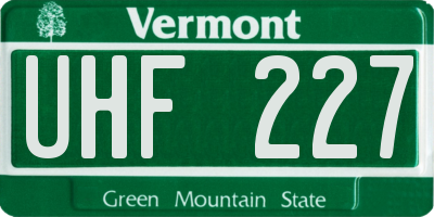 VT license plate UHF227