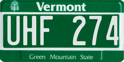 VT license plate UHF274
