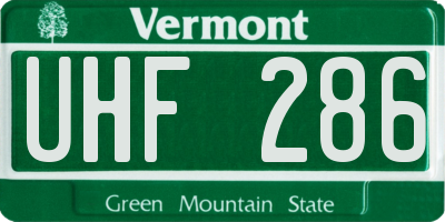 VT license plate UHF286