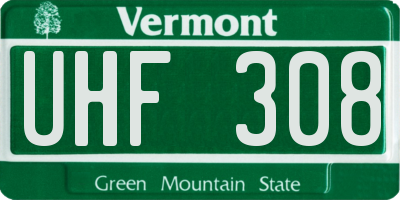 VT license plate UHF308