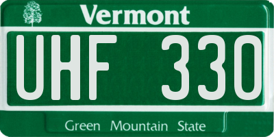 VT license plate UHF330