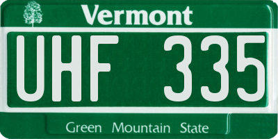 VT license plate UHF335