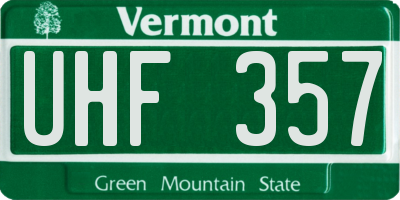 VT license plate UHF357