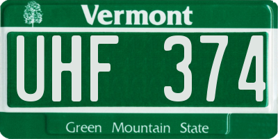 VT license plate UHF374