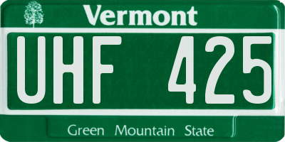 VT license plate UHF425