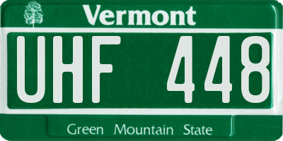 VT license plate UHF448