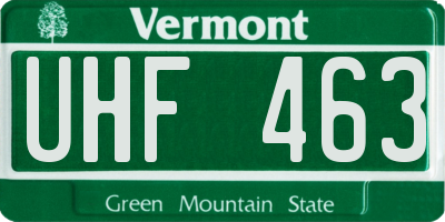 VT license plate UHF463