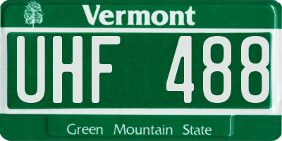 VT license plate UHF488