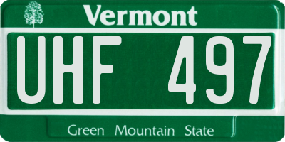 VT license plate UHF497