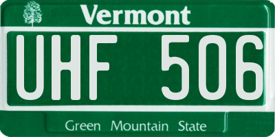 VT license plate UHF506