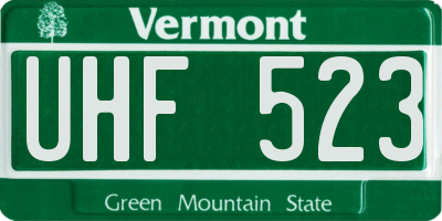 VT license plate UHF523