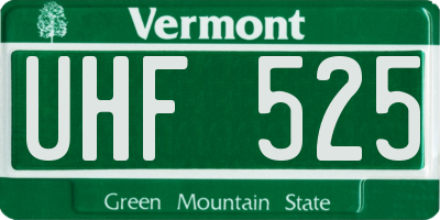 VT license plate UHF525