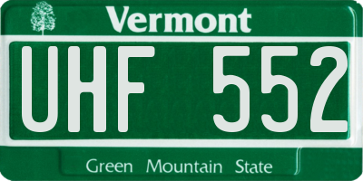 VT license plate UHF552