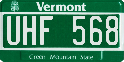 VT license plate UHF568