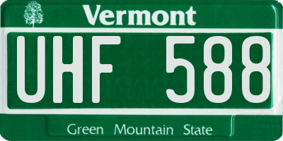 VT license plate UHF588