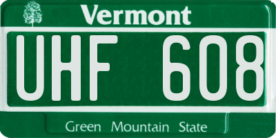VT license plate UHF608