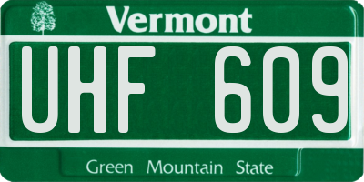 VT license plate UHF609