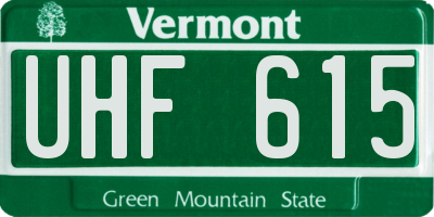VT license plate UHF615
