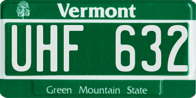 VT license plate UHF632