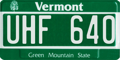 VT license plate UHF640
