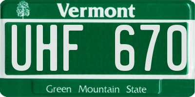 VT license plate UHF670