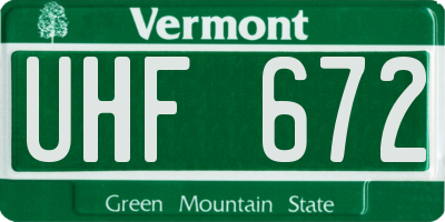 VT license plate UHF672