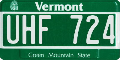 VT license plate UHF724