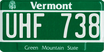 VT license plate UHF738