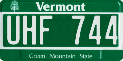 VT license plate UHF744