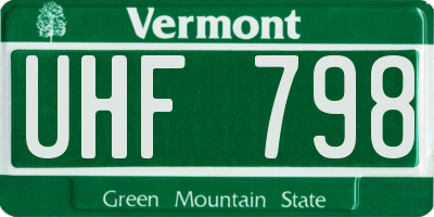 VT license plate UHF798