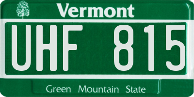 VT license plate UHF815