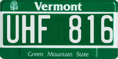 VT license plate UHF816