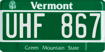 VT license plate UHF867