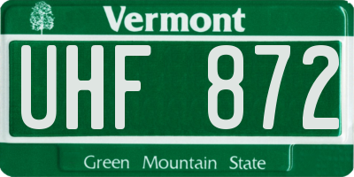 VT license plate UHF872