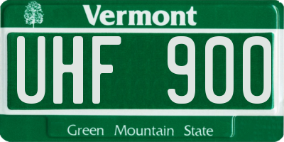 VT license plate UHF900