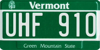 VT license plate UHF910