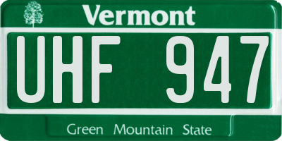 VT license plate UHF947
