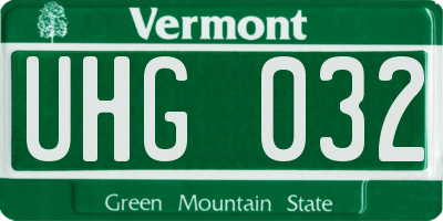 VT license plate UHG032