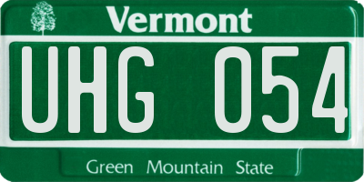 VT license plate UHG054