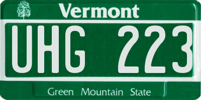 VT license plate UHG223