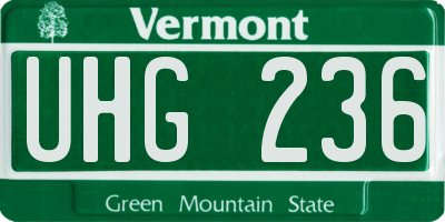 VT license plate UHG236