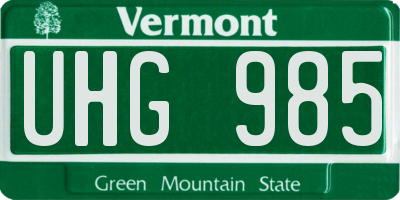 VT license plate UHG985
