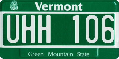 VT license plate UHH106