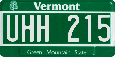 VT license plate UHH215